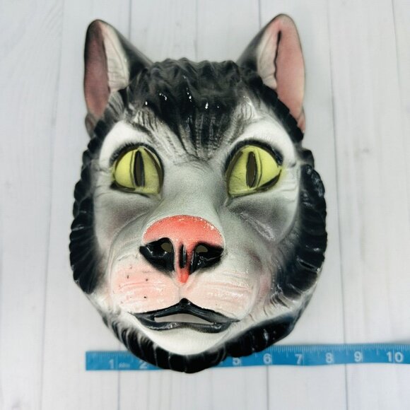 Vintage Black Halloween Scary Cat Mask Made In France Bayshore Collectors Piece - Picture 2 of 13